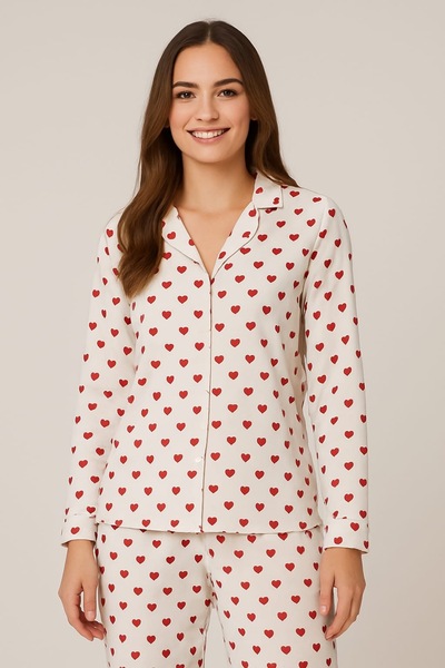 LOVENİSA Kalp desenli kadın pijama takımı