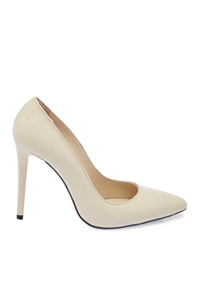 Tergan Krem Hakiki Deri Kadın Stiletto - K24I1AY67482-A68