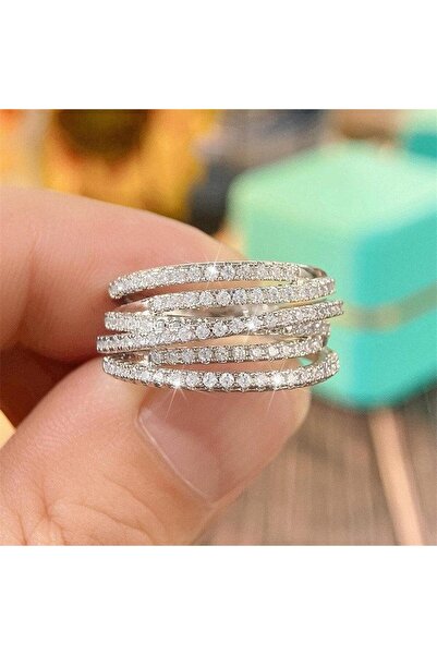 Pursehuit Inel argintiu, în straturi multiple, cu pietre de zirconiu, Sofia C...