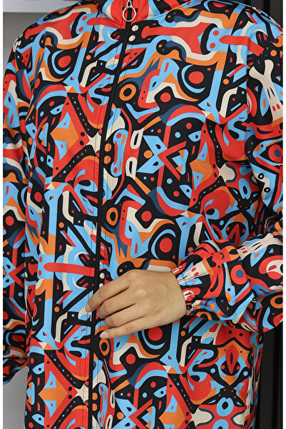 sefamerve Μαγιό Hijab με γεωμετρικό σχέδιο 3 τεμαχίων 1903-01 Blue Coral