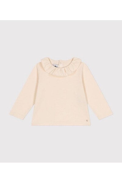 Petit Bateau Bluză cu mânecă lungă pentru fetițe din bumbac, crem, 36 luni,