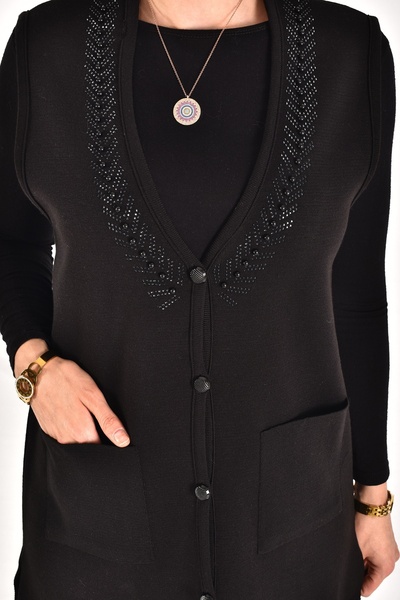 onno style women Steel Knit V-Neck Stone Tricot Classic Vest