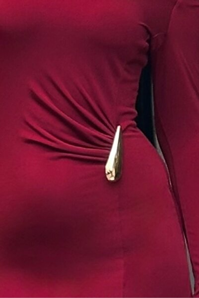 New Now Accessory-Detail Bikini Neck Drop Sleeve Sandy Dress