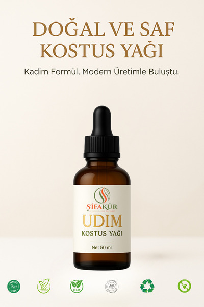 ŞİFAKÜR BİTKİSEL SAĞLIK ÜRÜNLERİ UDİM Udi Hindi (Kostus) Yağı 50 ml | Doğal B...