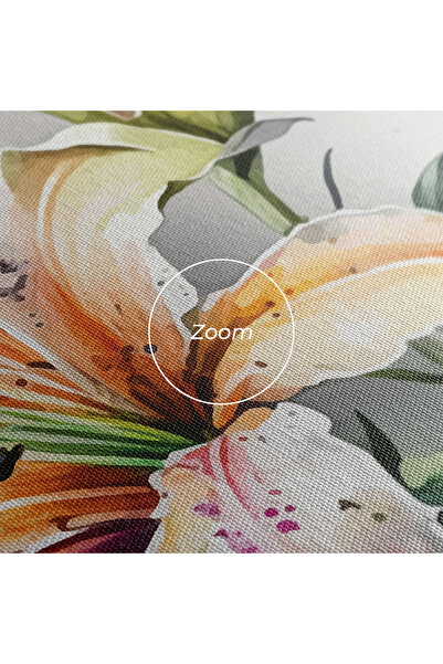 Arthub Canvas Painting, Bedroom And Living Room, Flowers, White Orange Lily