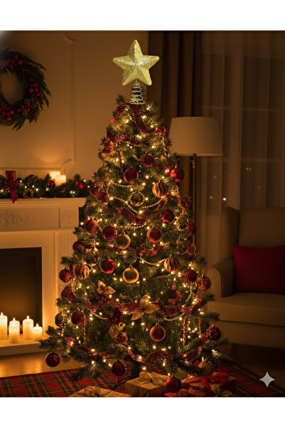 DODOMAR Decor pentru brad de Crăciun 15cm stea de primăvară cu paiete aurii