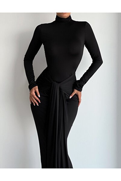 Elia Swimwear Long Black Wool Evening Dress