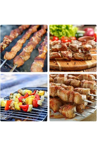 Yuwell YU WELL Pack of 6 Stainless Steel Flat Barbecue Skewers, 60 cm