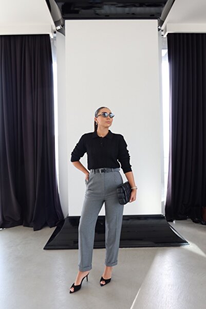 Özge Özgenç Pantaloni din material textil cu centură dublă