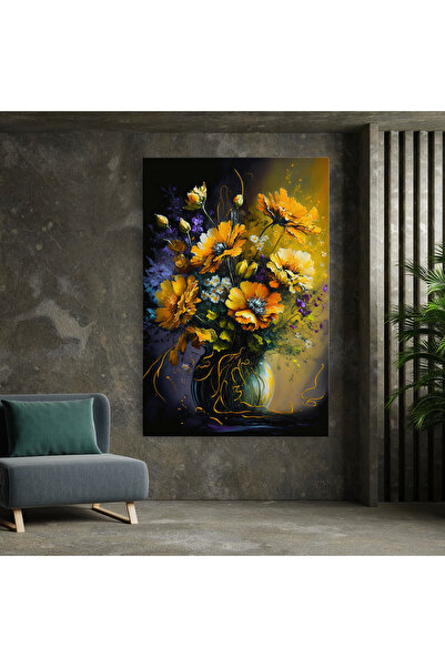 Arthub Canvas Painting, Bedroom And Living Room, Flowers, Yellow Flower Art Vase