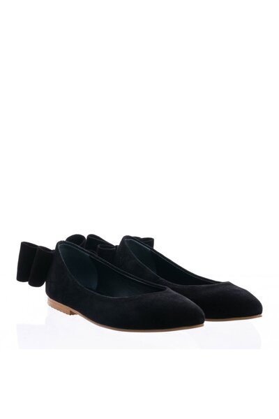 Vanilla Days Lidia Black Suede Leather Ballet Flats