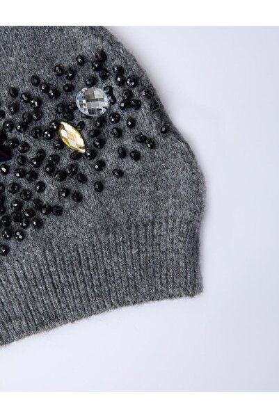 Jimmy Key Gray Stone Embroidered Beret