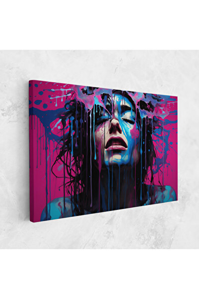 Arthub Canvas Painting, Bedroom And Living Room, Modern, Blue Pink Woman