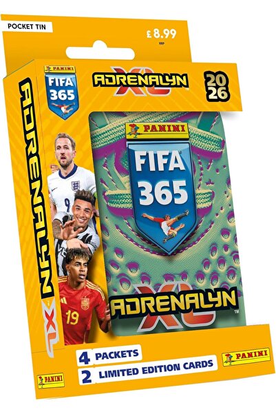 Panini FIFA 365 Adrenalyn XL 2026 Mini Tin, Pack of 4 - 26 Collectible Football Trading Cards (Assor