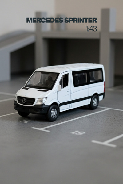 craftivio Beyaz 1:43 Ölçek Die Cast Kapıları Açılır Lisanslı Mercedes Sprinte...