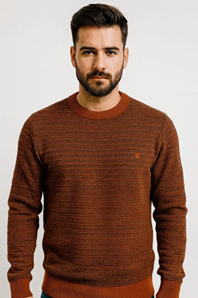 Markova Uzu Kollu Pamuk Karışımlı Rahat ve Sıcak Tutan Kumaşlı Regulear Kesim Bisiklet Yakalı Erkek Triko