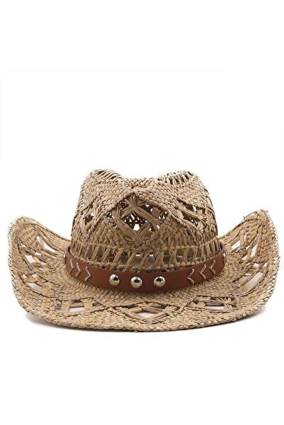 Pursehuit Women's hat, beige, summer, cowboy style, Fanny