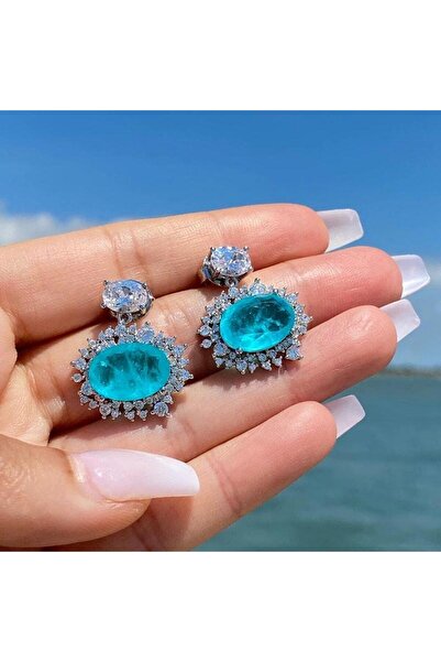 Pursehuit Silver-colored earrings with zirconia stones, Pearl C8