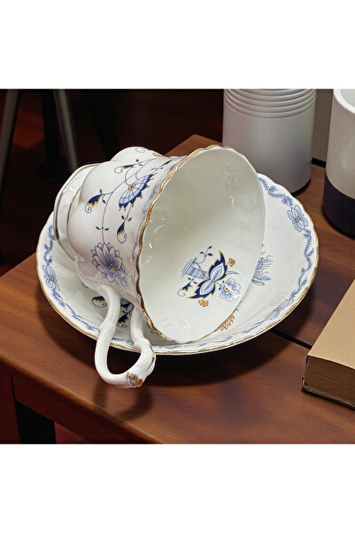 JOVY Vintage Royal Porcelain Service, 2 Cups and Saucers, BLUE GARDEN