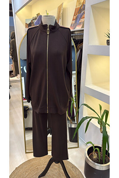 Nuss Şerit desenli spor takim 1039 kahve