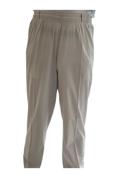 Beratnur Men's Cream Relaxed Cut Elastic Waist Linen Hajj and Umrah Shalwar Trousers