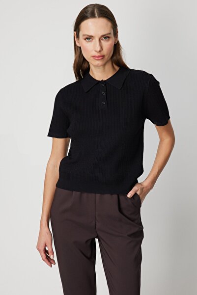 ON Pulover tricotat cu mâneci scurte împletite