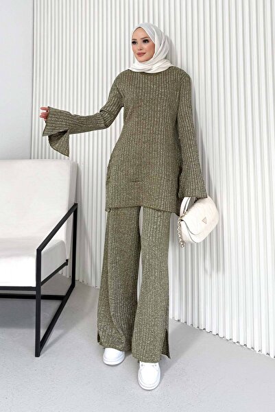 Melike Tatar Σετ Πλεκτά Ενδύματα Ασημί 3-1535