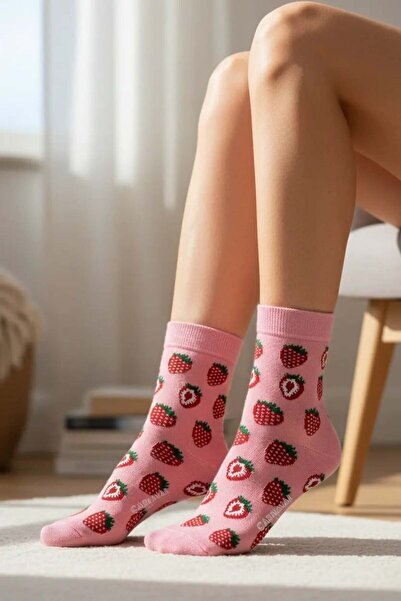 CANMODA Розови чорапи с ягодов мотив (подходящи за размери 36-44)
