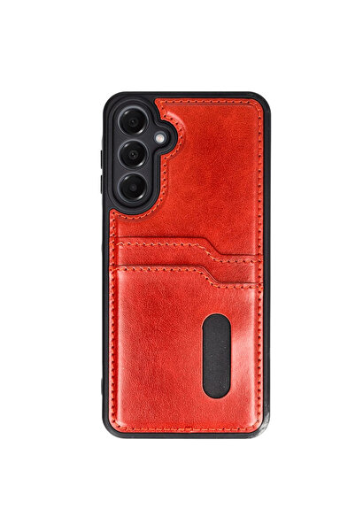 magicool حافظة سامسونج جالاكسي A16 5G حافظة جلدية مع بطاقة سارة - أحمر