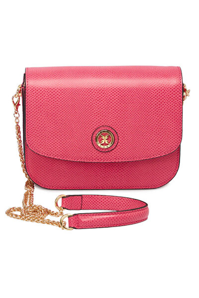 Tergan Pembe Hakiki Deri Kadın Çapraz Askılı Çanta - S24K1BC79933-U6K