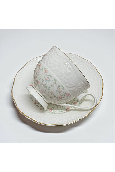 JOVY Vintage Elegance Porcelain Service, 2 Cups and Saucers, FLOWERS