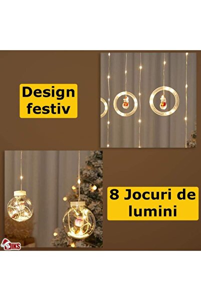 SIKS Christmas Installation, Curtain of Lights, 5 Light Globes, 5 LED Rings, 8 Lighting Modes, 4m