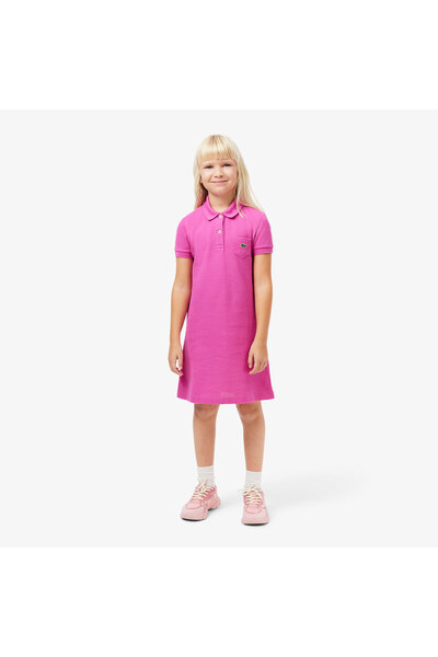 Lacoste Kız Çocuk Kısa Kollu Polo Yaka Pembe Elbise