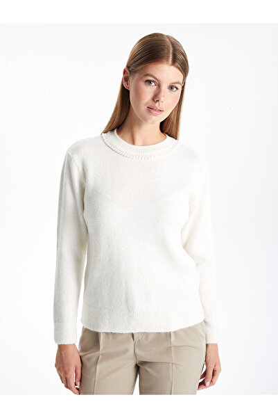 LC Waikiki Lcwaikiki Basic Ecru Crew Neck Women's Knitwear Sweater