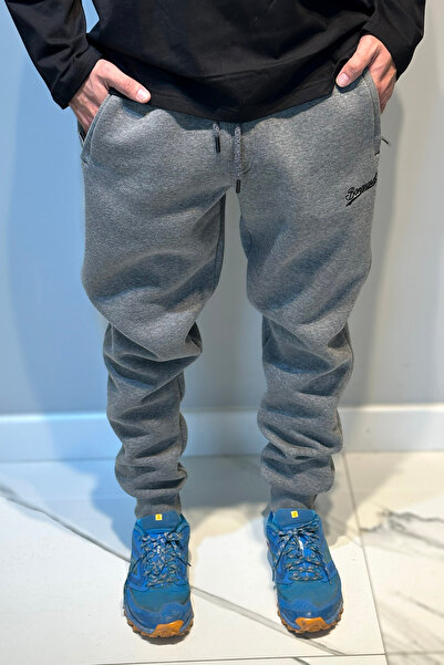 REMSA Men's Three Thread Fleece-Lined Sweatpants with Elasticated Legs and Waist 0341 Anthracite