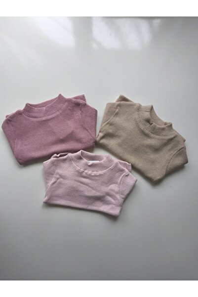 Palal Children's Knitwear Sweater Thin K Ribbed Knit 3-Piece Set Basic Comfortable Model Body Kids