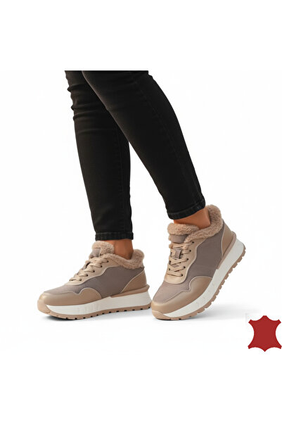 kevali Casual fur-lined women's shoes, leather, thick sole (F001-867)