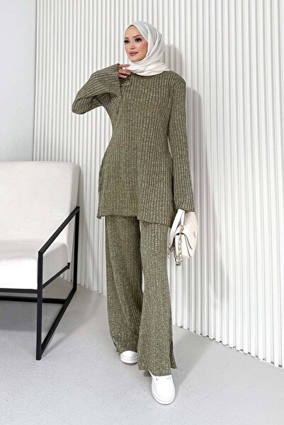 Melike Tatar Σετ Πλεκτά Ενδύματα Ασημί 3-1535