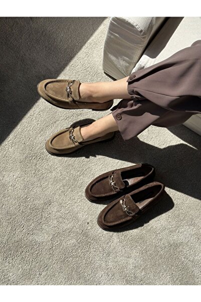 MARCATELLI Olive Süet Düğümlü Deri Loafer