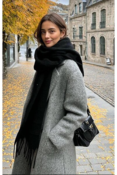 sf collection Women's Winter Soft Textured Tasseled Oversized Scarf