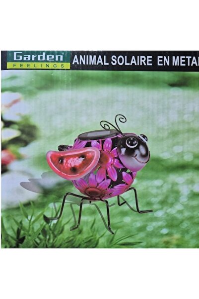 Gardeno Decor metalic solar pentru grădină - Insectă veselă cu flori - Garden...