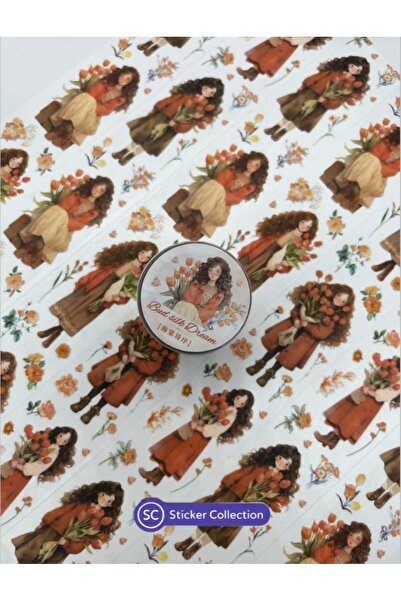 SC Sticker Collection Bud Silk Dream Serisi Bahar Çiçeği Kız Temalı 2m Washi ...