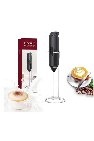 LILY Black milk frother mixer with vertical stand ideal for cappuccino caffe latte