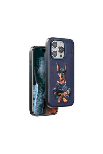 Najmaddin غطاء فينكو آيفون 15 برو ماكس بنمط دائم - أزرق داكن