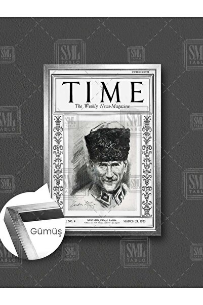 SML TABLO Time Dergisi Kapağı 1923 Gazi Mustafa Atatürk Çerçeveli Dikey Kanva...