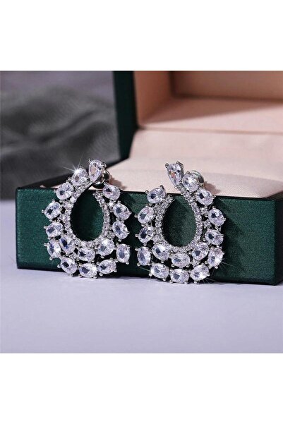 Pursehuit Silver-colored earrings, with zirconia stones, Stefana C5