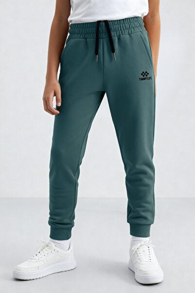 TOMMY LIFE Forest Green Standard Fit Cuffed Slim Boys' Tracksuit Bottom - 11062