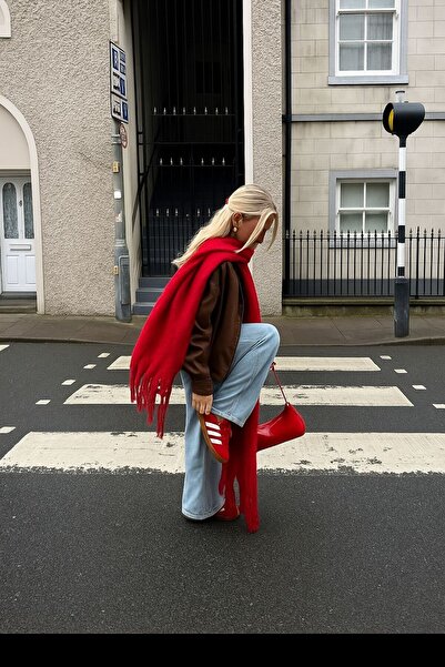 sf collection Women's Winter Soft Textured Tasseled Oversized Scarf