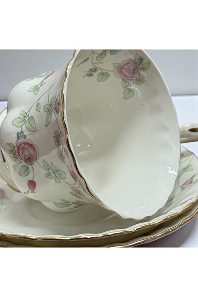 JOVY Vintage Royal Porcelain Service, 2 Cups and Saucers, PINK BLOSSOM
