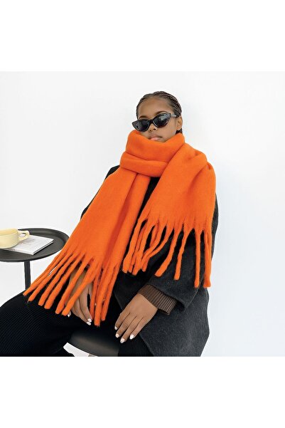 sf collection Eșarfă supradimensionat cu ciucuri cu textura moale de iarnă pentru femei